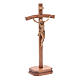 Sculpted crucifix with base in patinated Valgardena wood s3