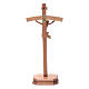 Sculpted crucifix with base in patinated Valgardena wood s4