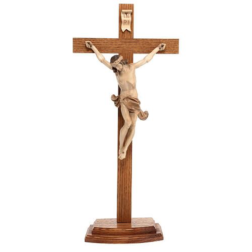 Crucifix à poser Corpus bois patiné multinuances Valgardena 1
