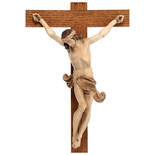 Crucifixo mesa cruz recta Corpus Val Gardena pátina múltipla 2