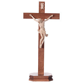 Crucifijo de mesa cruz recta Corpus Valgardena natural encerado