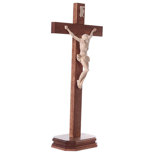 Crucifijo de mesa cruz recta Corpus Valgardena natural encerado 4