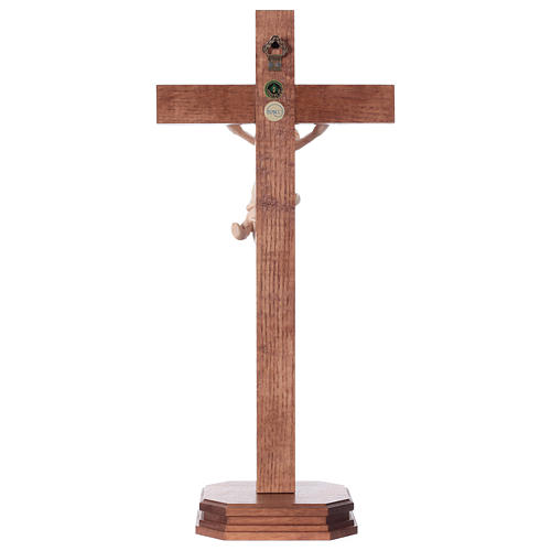 Crucifijo de mesa cruz recta Corpus Valgardena natural encerado 5