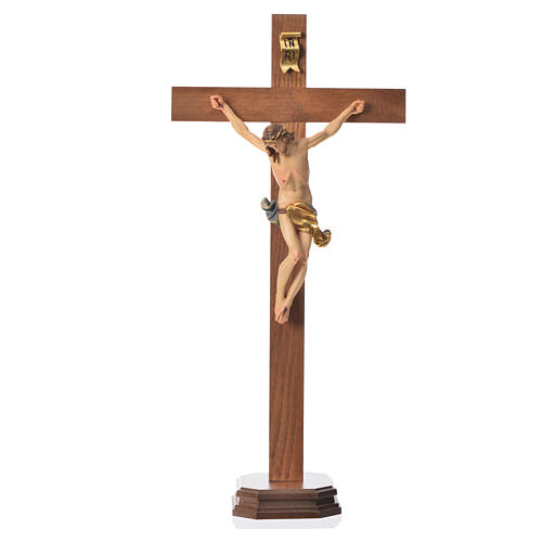 Crucifijo de mesa cruz recta Corpus Valgardena patinado 7