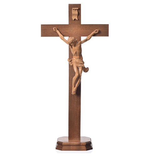 Krucyfiks na stół krzyż prosty Corpus Valgardena patynowany. 11