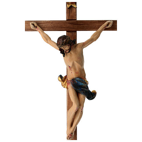 Table crucifix, straight cross 42cm, Valgardena wood antique gol 2