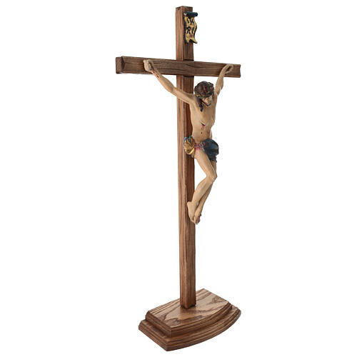 Table crucifix, straight cross 42cm, Valgardena wood antique gol 5