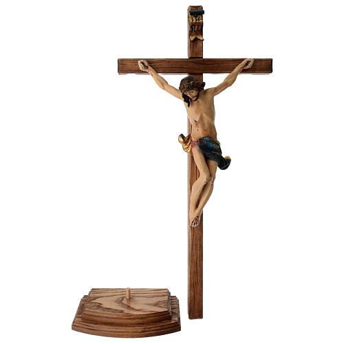 Table crucifix, straight cross 42cm, Valgardena wood antique gol 7