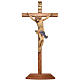 Table crucifix, straight cross 42cm, Valgardena wood antique gol s1