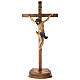 Table crucifix, straight cross 42cm, Valgardena wood antique gol s1