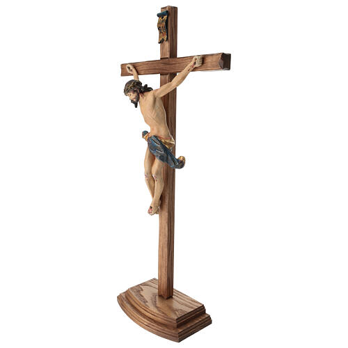 Crocifisso tavolo croce dritta scolpita 42 cm Valgardena Antico 3