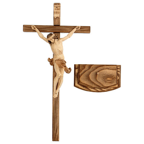 Crucifix à poser bois patiné multinuances croix sculptée 7