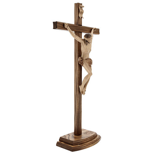 Krucyfiks na stół rzeźbiony prosty krzyż Valgardena patynowany. 5