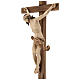 Crucifixo mesa cruz recta esculpida Val Gardena pátina múltipla s4