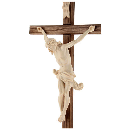 Crucifijo de mesa cruz recta tallada Valgardena nat. cerado 2