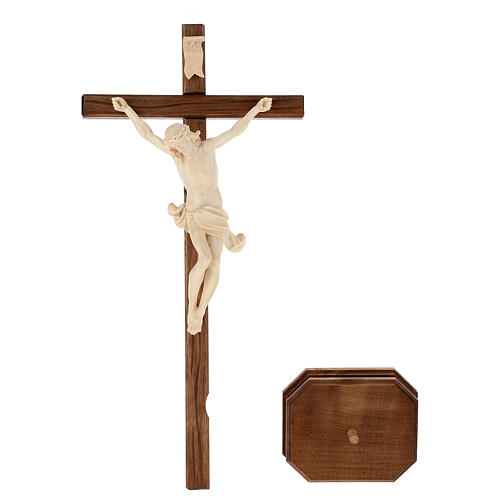 Crucifijo de mesa cruz recta tallada Valgardena nat. cerado 6