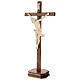 Crucifijo de mesa cruz recta tallada Valgardena nat. cerado s3