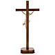 Crucifijo de mesa cruz recta tallada Valgardena nat. cerado s5