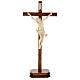 Crucifix à poser bois naturel ciré croix sculptée s1