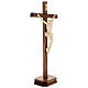 Crucifix à poser bois naturel ciré croix sculptée s4