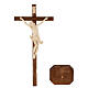 Crucifix à poser bois naturel ciré croix sculptée s6