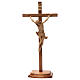 Crucifijo de mesa cruz recta tallada Valgardena patinado s2