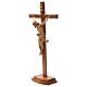 Crucifijo de mesa cruz recta tallada Valgardena patinado s4