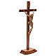 Crucifijo de mesa cruz recta tallada Valgardena patinado s5