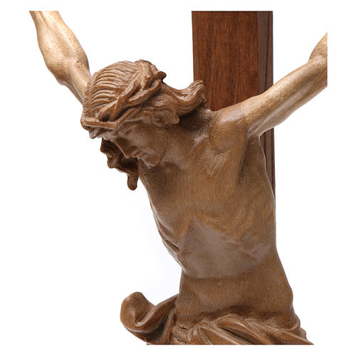 Krucyfiks na stół krzyż prosty rzeźbiony Valgardena patynowany. 3