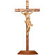 Crucifixo mesa cruz recta esculpida Val Gardena patinado s1