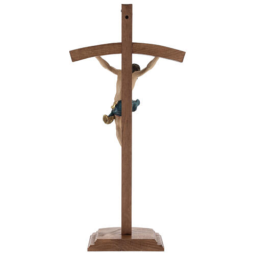 Curved crucifix with base, 42cm Valgardena wood antique gold 7