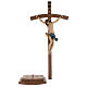 Curved crucifix with base, 42cm Valgardena wood antique gold s8