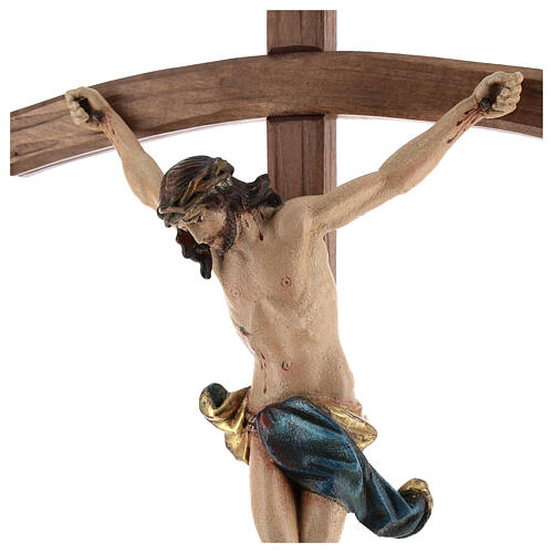 Krucyfiks na stół z wygiętym krzyżem rzeźbiony 42cm Valgardena Antyczne Złoto. 6