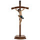Curved crucifix with base, 42cm Valgardena wood antique gold s1