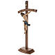 Curved crucifix with base, 42cm Valgardena wood antique gold s3