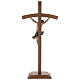 Curved crucifix with base, 42cm Valgardena wood antique gold s7