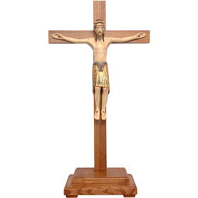 Altenstadt crucifix with base, 52cm in Valgardena wood, antique