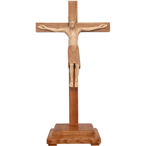 Altenstadt Tisch Kruzifix aus Grödnertal Holz patiniert 52cm 1