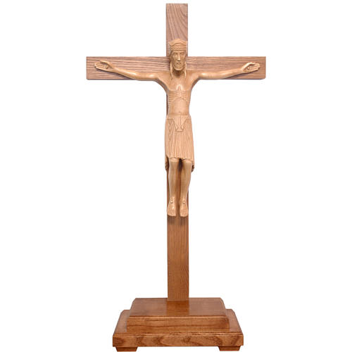 Altenstadt crucifix with base, 52cm in patinated Valgardena wood 1