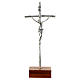 Altar crucifix in metal with base in wood 23.5cm s1
