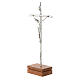 Altar crucifix in metal with base in wood 23.5cm s2