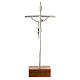 Altar crucifix in metal with base in wood 23.5cm s4