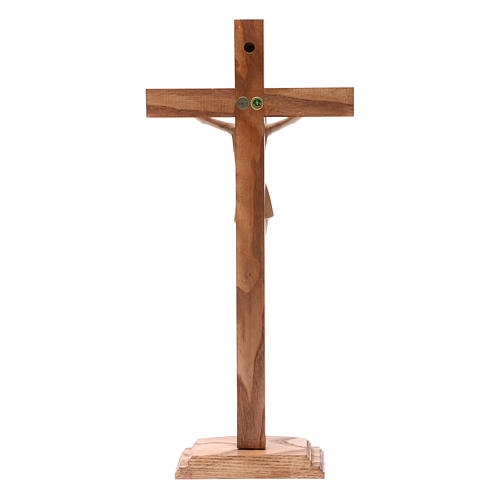 Crucifix avec base stylisé bois Valgardena patiné multinuance 4