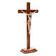 Crucifixo com base estilizado madeira Val Gardena pátina múltipla s3