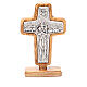 Tisch Kruzifix Papst Franziskus Olivenholz und Metall 13x8.5cm s1