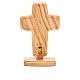 Tisch Kruzifix Papst Franziskus Olivenholz und Metall 13x8.5cm s2