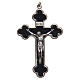 STOCK Croix métal nickelé émail noir Christ 8,5 cm s1