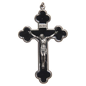 STOCK Cross nickel-plated metal, black enamel with Christ 8,5cm