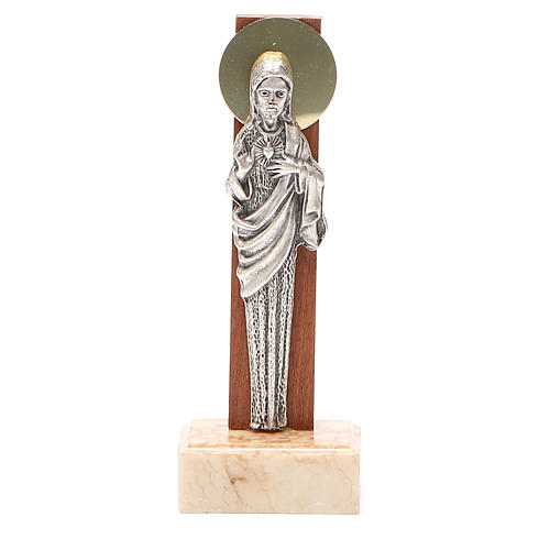 STOCK Statue Sacré-Coeur Jésus métal base marbre 13 cm 1