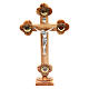 Trefoil Cross with base olive wood Holy Land earth seeds 31cm s1